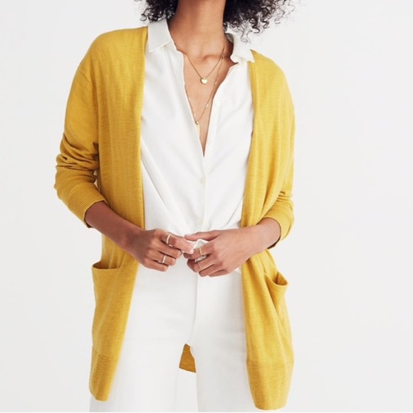 Madewell Sweaters - Madewell Summer Ryder Open Front Yellow Cardigan Size Medium